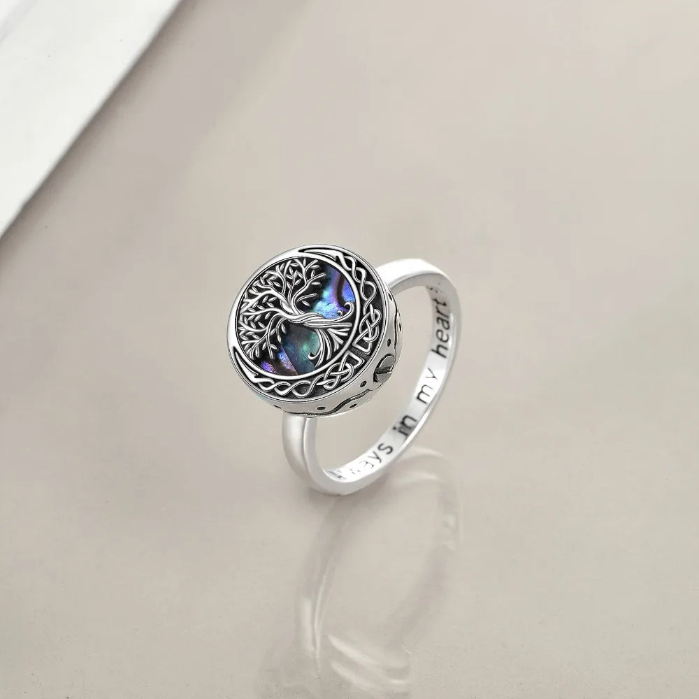 Tree of Life ashes ring, Celtic knot family tree commemorative item, jewelry, always in my heart, cremation ring, women's and men's, shell ring, ladies' daily casual jewelry