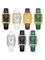 YaLaLuSi Vintage Gold Ladies Watch Irregular Octagon Rectangle Emerald Green Dial Croc Embossed Leather Band Elegant Roman Scale Quartz Wristwatch For Women