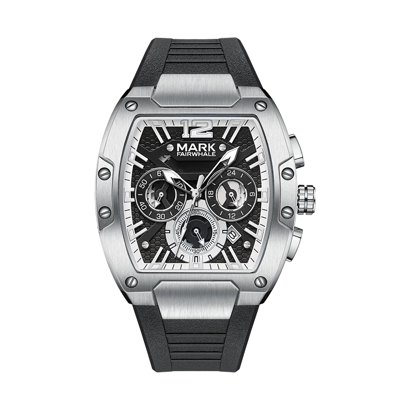 Mark Fairwhale Fashion Large Tonneau Case Man's watch Quartz  Waterproof Luminous Multifunctional Chronograph Sport Watches for man