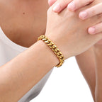 Gold Color Cuban Chain Bracelets for Men,6/8/10/12MM Stainless Steel Chain Link Wristband,Casual Hip Hop Male Jewelry Gift
