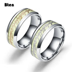 Bten Luminous Ring Black Fashion Man Minimalist Stainless Steel Ring Glowing Ring Couple In The Dark Jewelry Black Domineering