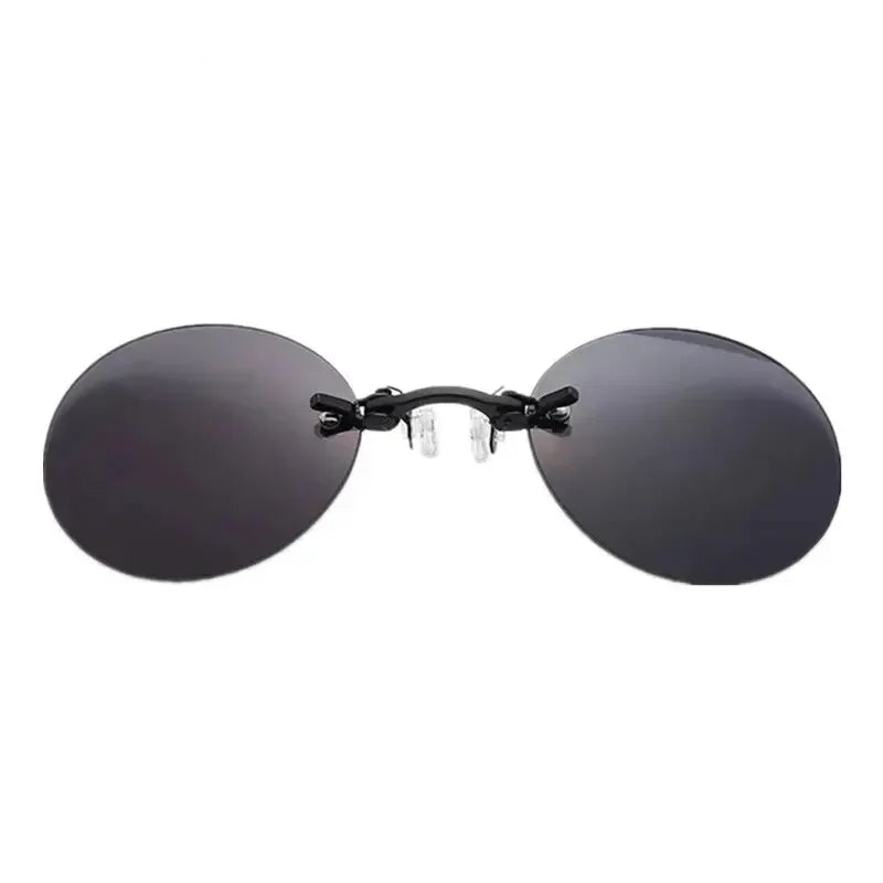 1-2PCS Clip On Nose Glasses Round Rimless Matrix Morpheus Sunglasses Mini Frameless Vintage Shades