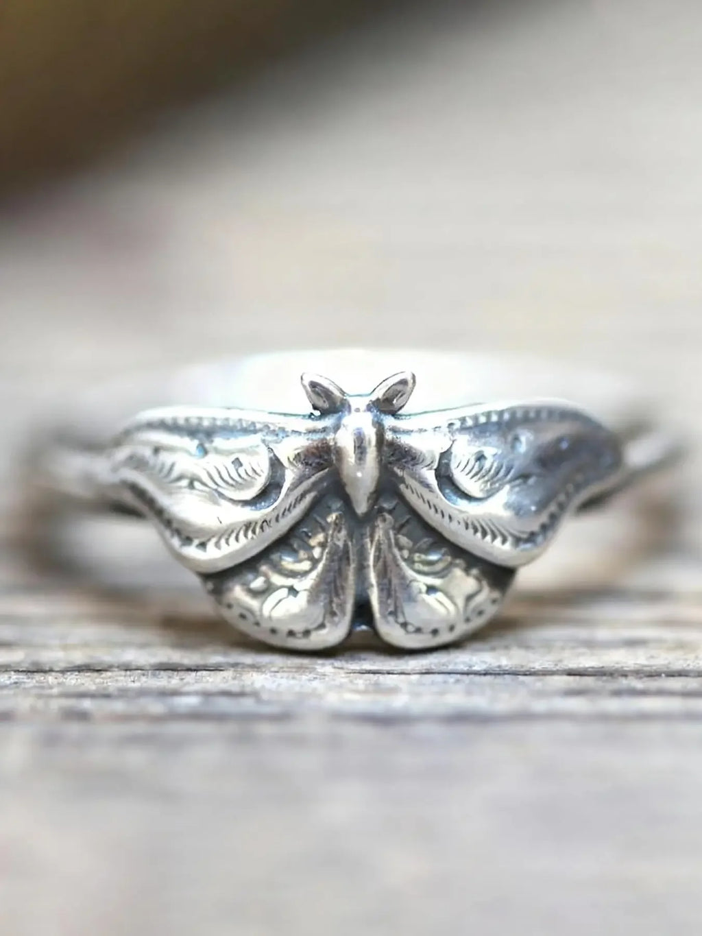 Gothic Dark Punk Moth Ring, Vintage Women's Party Creative Design Ring, Unique Personality Jewelry, Retro Style Accessory, Dark Aesthetic Rings, Statement Rings, Metal Rings