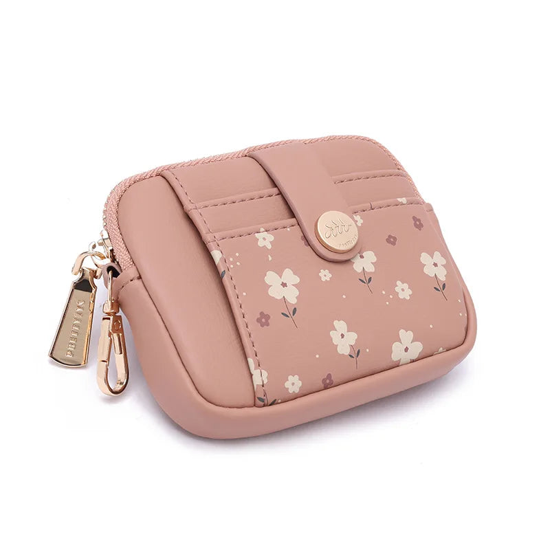 New printed zipper coin purse, Korean version, PU leather soft surface, folding coins, multi-functional folding short wallet, da mbzr