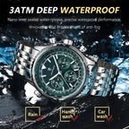 POEDAGAR Luxury Business Men's Watch Stainless Steel Chronograph Date Sport Quartz Man Clock Waterproof Luminous Military Watches For Men mbzr