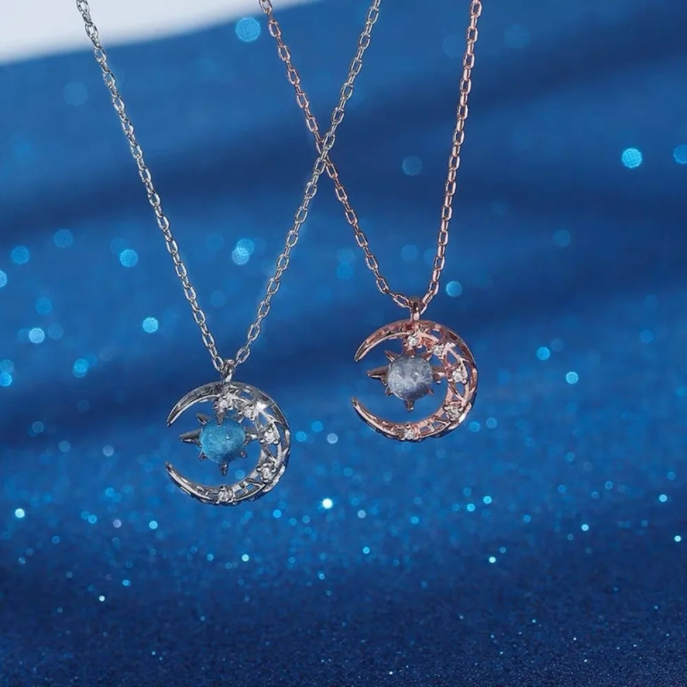 LATS Star Moon Pendant Necklaces for Women Simple Clavicle Chain Fashion Jewelry Accessories