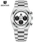 2026 New BENYAR Men's Watches Top Brand Luxury Quartz Watch Men Chronograph Waterproof Luminous Stainless steel Man Gift Clock mbzr