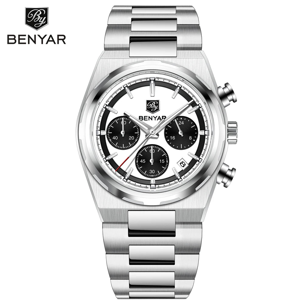 2026 New BENYAR Men's Watches Top Brand Luxury Speed Sports Chronograph Quartz Watch For Men Luminous Waterproof Stainless Steel Man Gift Clock