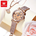 OLEVS 9942 Fashion Quartz Movement Watch For Women Full Of Diamond-set Strap Roman Scale Dial 30m Waterproof Luminous Watch mbzr