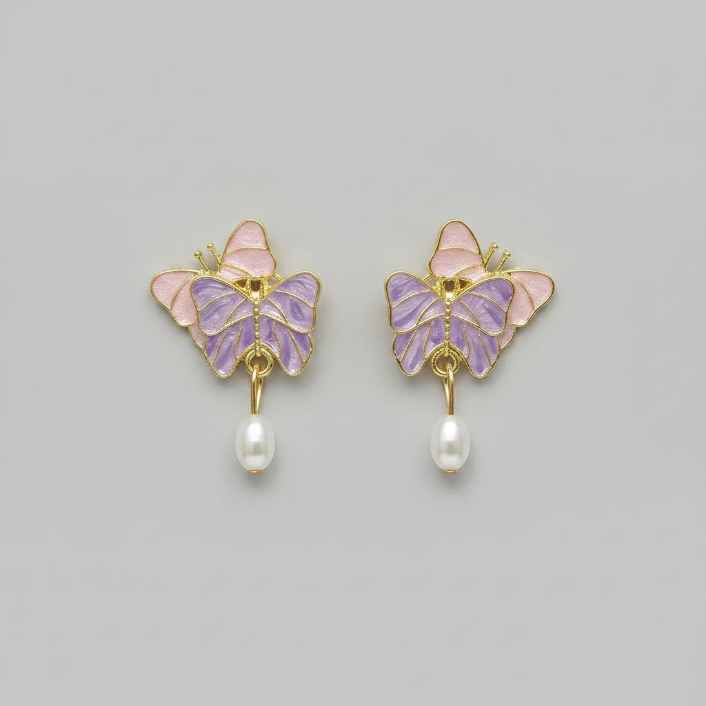 925 Silver Needle Blue Purple Butterfly Long Tassel Earrings For Women Jewelry 2026 Trending New Korean Crystal Drop Earrings mbzr