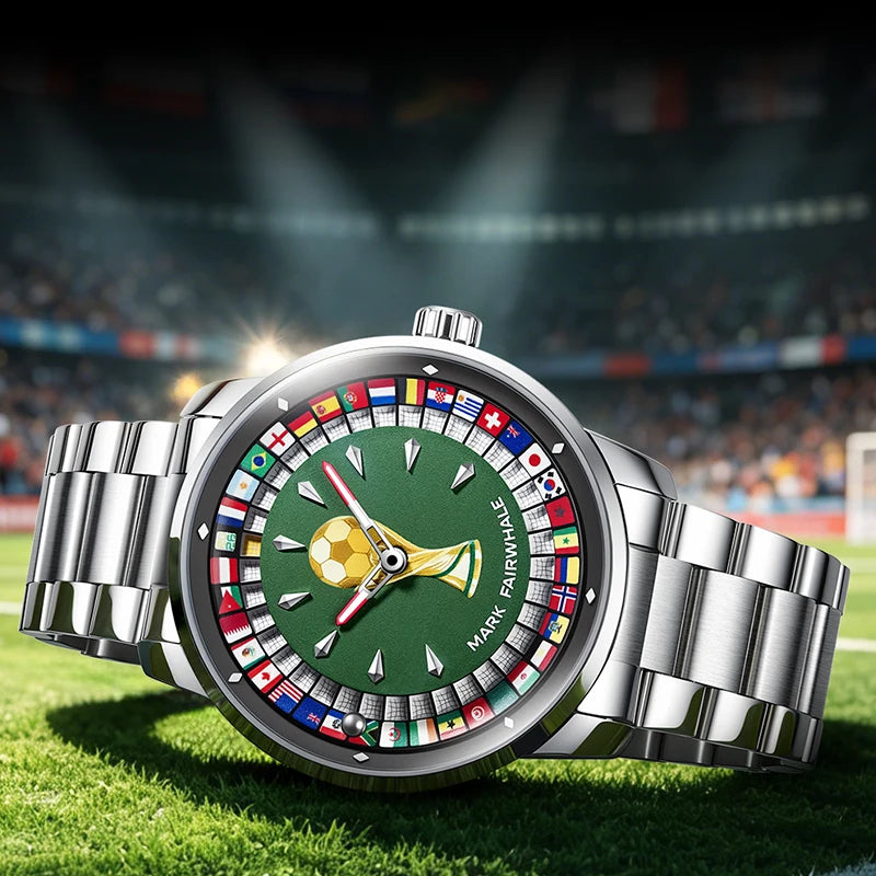 Mark Fairwhale 2026 Fashion Quartz Watches for man Rotatable Flag Dial Waterproof Luminous Wheel Fashion relógios masculino