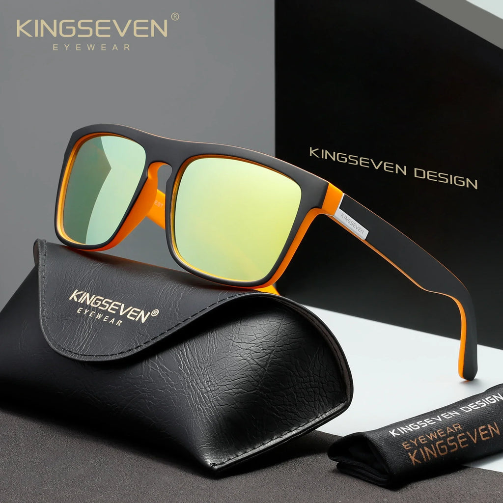 KINGSEVEN Sports Square Frames Sunglasses Women Men Driving Polarized UV400 Outdoor Protective Fashion Glasses Causal Eyewear