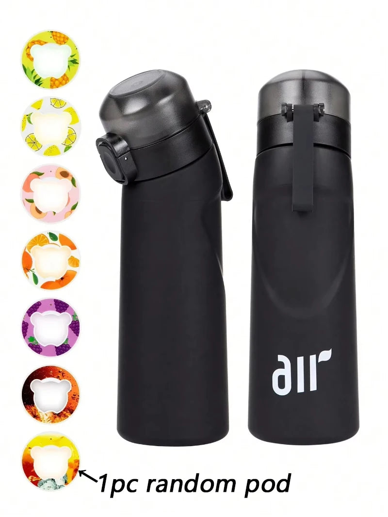 1pc Air Water Bottle with 1pc Random Flavor Pods Portable Transparent with Straw Leak Proof Suitable for Outdoor Sports mbzr