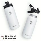 Water Bottle With 2In1 Lid Chug Lid Straw Lid Double Walled Vacuum Stainless Steel Water Bottles, Water Jug With Stra mbzr