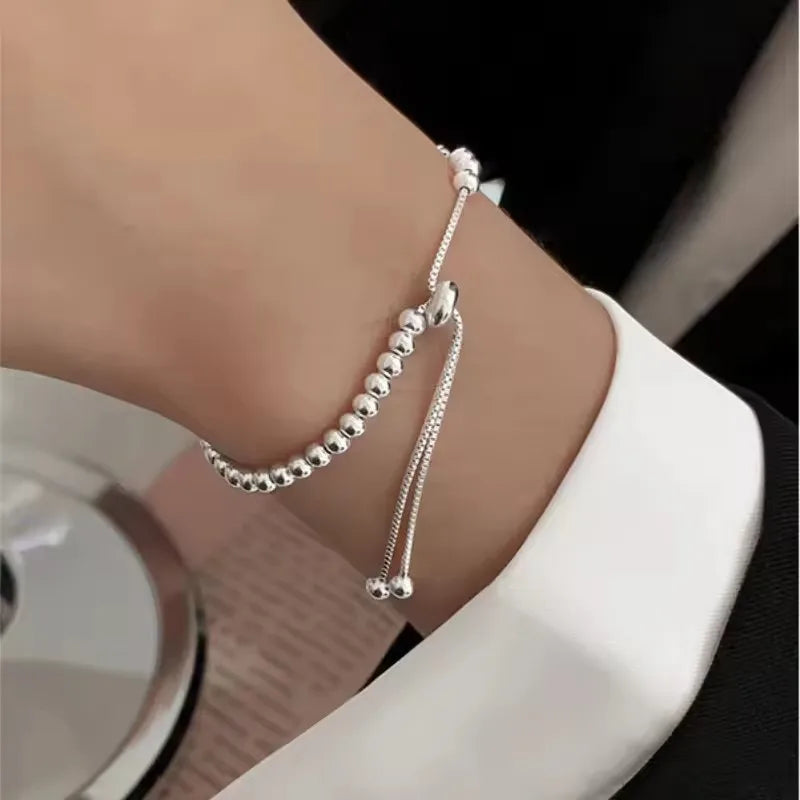 925 Sterling Silver Bracelet Rose Flower Linked Vintage Punk Adjustable Chain For Woman Girl Jewelry Gift Dropship Wholesale