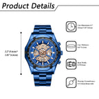 Men's Imitation Mechanical Quartz Watch Stainless Steel Strap Waterproof Watch Luminous Hands Dial Calendar Available mbzr