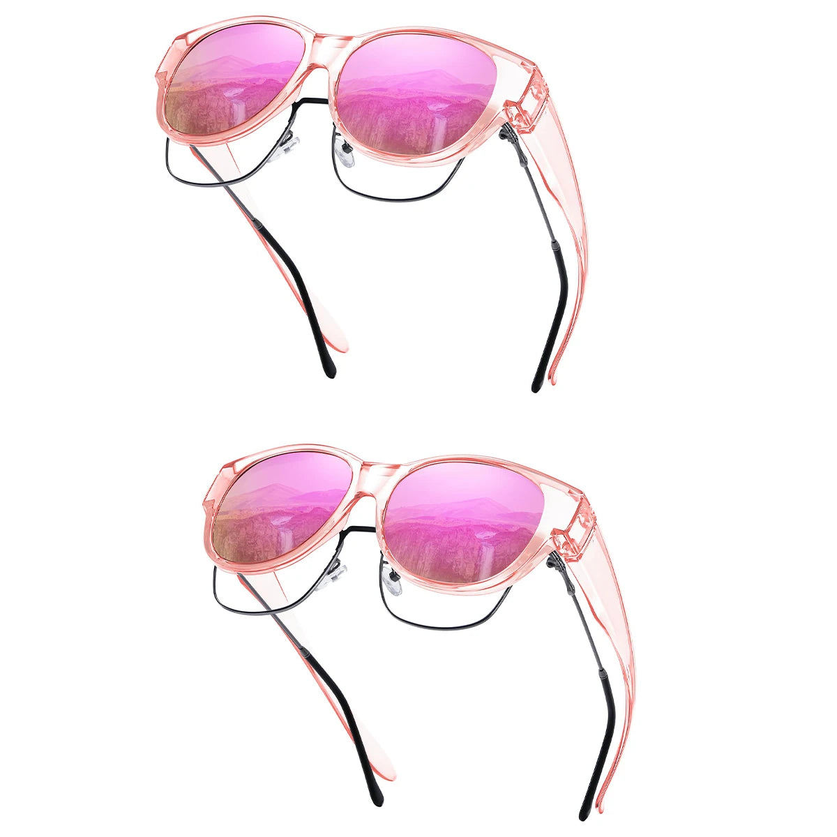 2PC Lightweight Oversized Over Glasses Sunglasses for Women Men Square Fit Over Polarized Sun Glasses UV400 T04