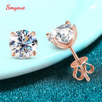 Smyoue 0.2-3CT Moissanite Stud Earrings Rose Gold S925 Silver Lab Diamond Women Wedding Sparkling Jewelry