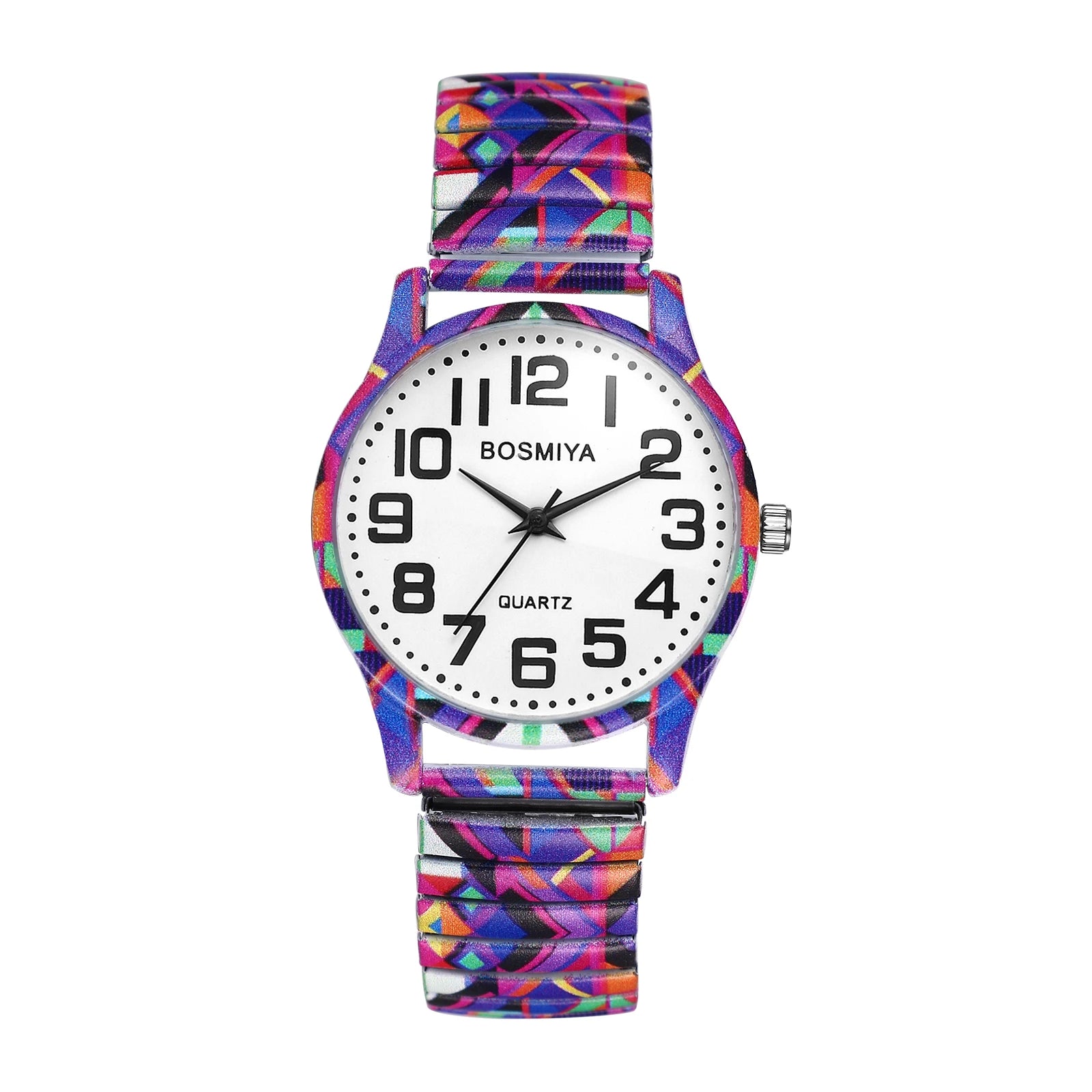 LANCARDO Quartz Watch Easy to Read High-definition Arabic Large Digital Dial Elastic Band Watch Men and Women's Printed Watch
