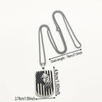 Stainless Steel Pendant Necklace - Engraved Dog Tag Design with Black Chain, Perfect for Independence Day, Jewelry Gift