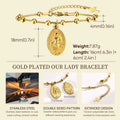 Virgin Mary Rosary Bead Cross Bracelet for Women, Tri-color Adjustable Chain Virgin of Guadalupe Bracelet Baptism Confirmation