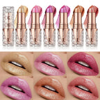 Quicksand Gold Lipstick Fine Glitter lipstick, Moisturizing Silky Mermaid Girl Pink, Long-Lasting Waterproof Grapefruit Orange mbzr