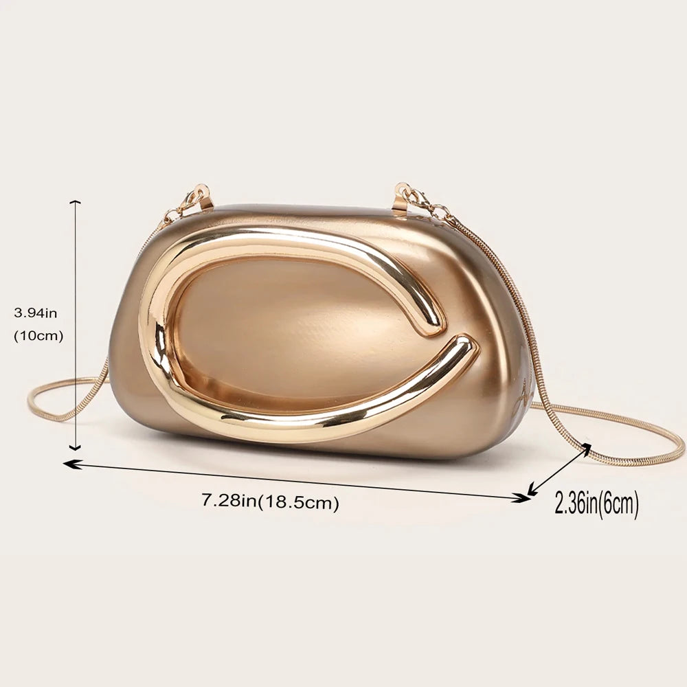 Fashion Handbag Gold Color Luxury Evening Banquet Clutch Purse mbzr