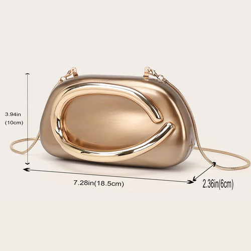 Fashion Handbag Gold Color Luxury Evening Banquet Clutch Purse mbzr