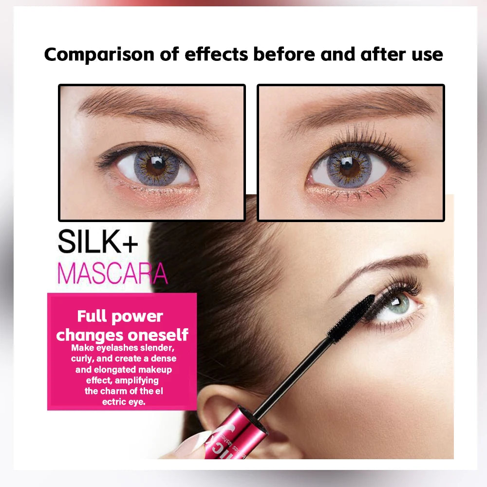 Gecomo Silk Fiber Eyelash Gel Double Tube Set - 24H Waterproof Smudge-proof Thick Volumizing Lengthening No Clumping Mascara mbzr