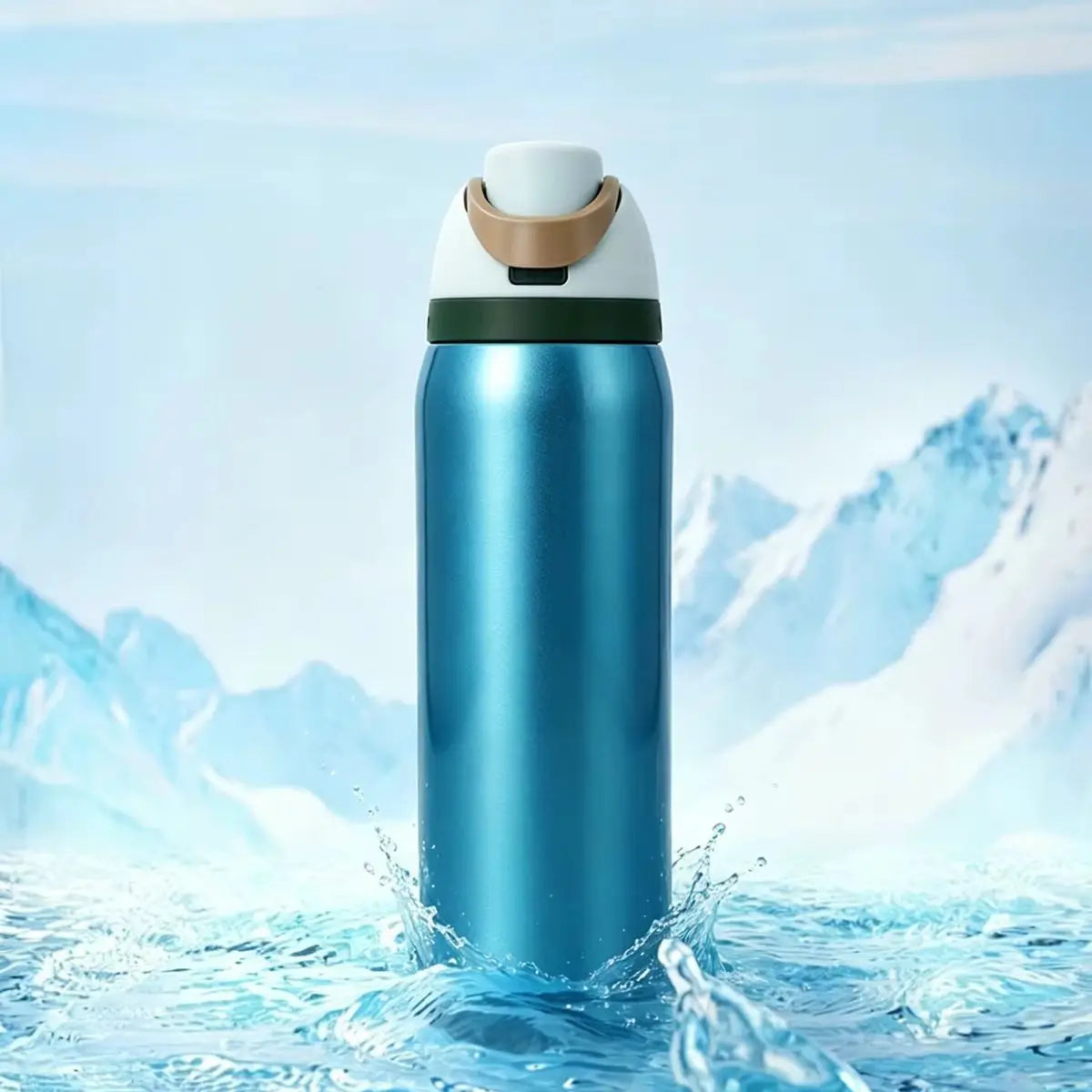 Owalaa frozen blue 32oz/945ml stainless steel insulated water bottle with straw,for daily sports outdoor,perfect gift mbzr