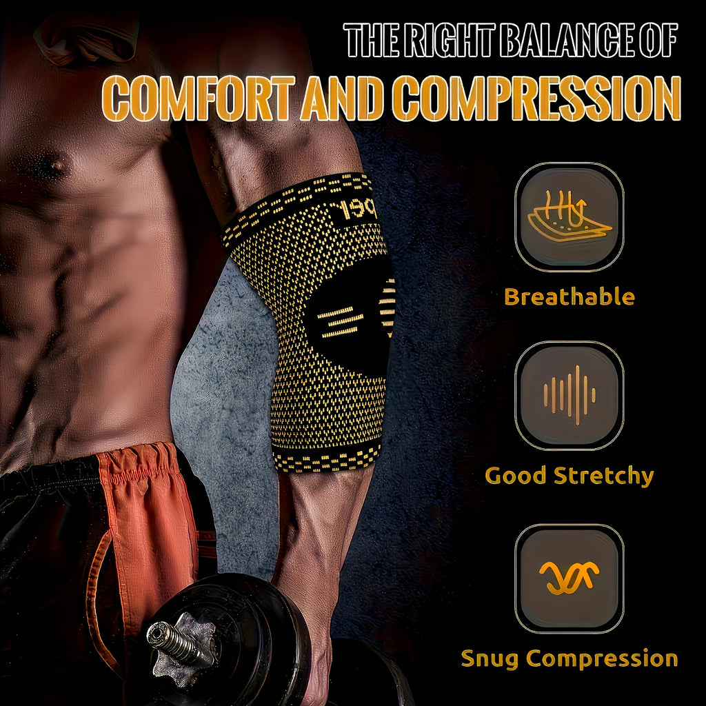 2 Pieces of Copper Ion Sports Elbow Pads, Elbow Compression Joint Protective Sleeves, Basketball, Football and Tennis Fitness Protective Gear mbzr