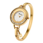 Binda Women’s Elegant Waterproof Quartz Watch – Rainbow Gold Stainless Steel Bracelet, Round Delicate Dial mbzr