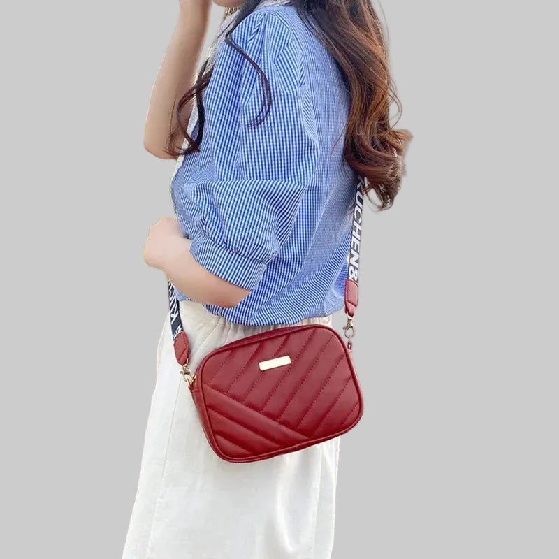 TPU Striped Camera Crossbody Bag with Phone Pocket for Women