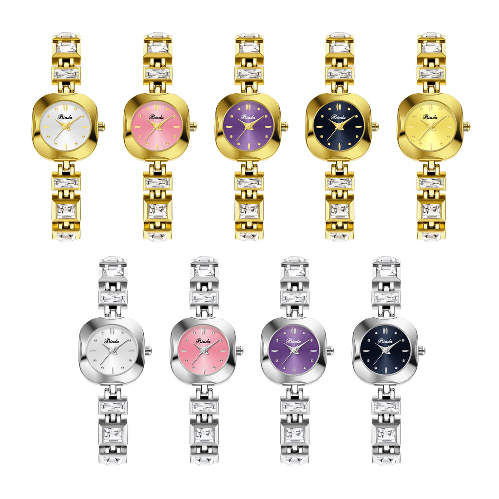 Diamond Studded Fashion Luxury Women Watch with Gift Box & Watch Adjustment Tool, Simple Green Square Dial Waterproof Temperament Female Quartz Wristwatch