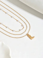 Exquisite Women's Multi-Layer Pendant Necklace, Western Style Boot Pendant Women's Jewelry, Detailed With Faux Pearl, Suitable F