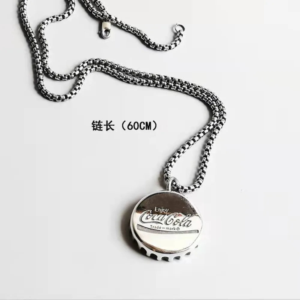 Bottle Cap Necklace Trendy For Men Light Luxury Niche Pendant For Women Ins Hip Hop Titanium Steel Internet Celebrity Couple Jewelry