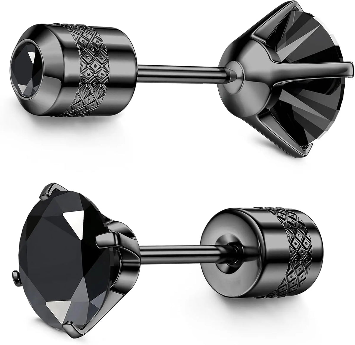 G23 Titanium Screw Back 20G 5A Cubic Zirconia Earrings Studs for Women Men Double Side Earrings Piercing Sleeper Studs Jewelry
