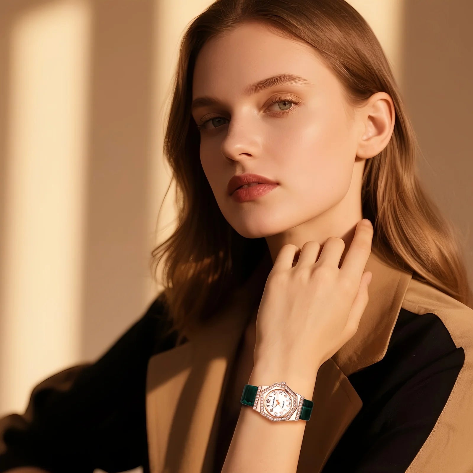 Women Watch Diamond Octagon Rose Golden Quartz Watches for Ladies Fashion Elegant PU Leather Strap Female Wristwatch Gift 2026 mbzr