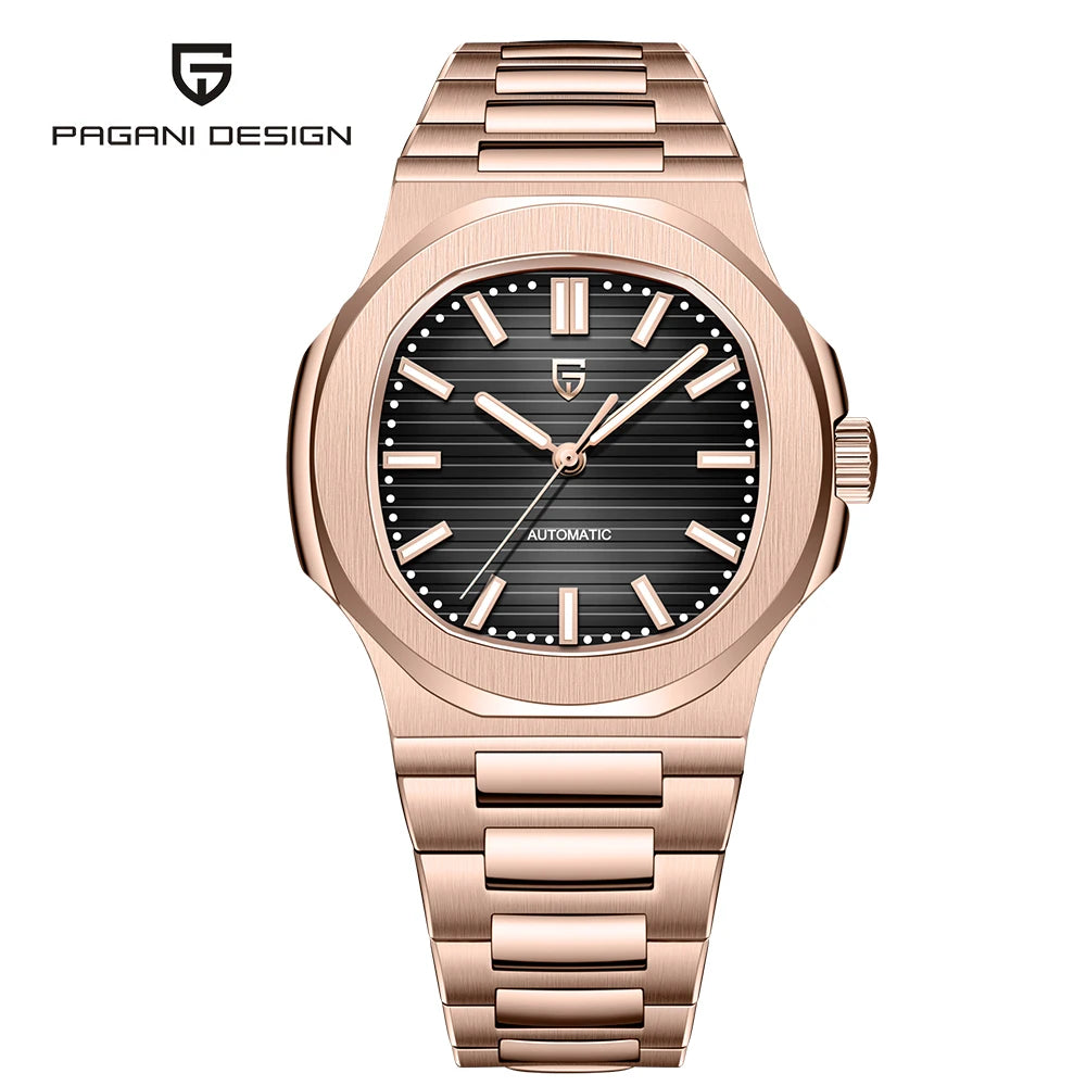 PAGANI DESIGN New Men's Watches Luxury Rose Gold Automatic Watch For Men Mechanical Wristwatch Waterproof AR Sapphire Clock 2026
