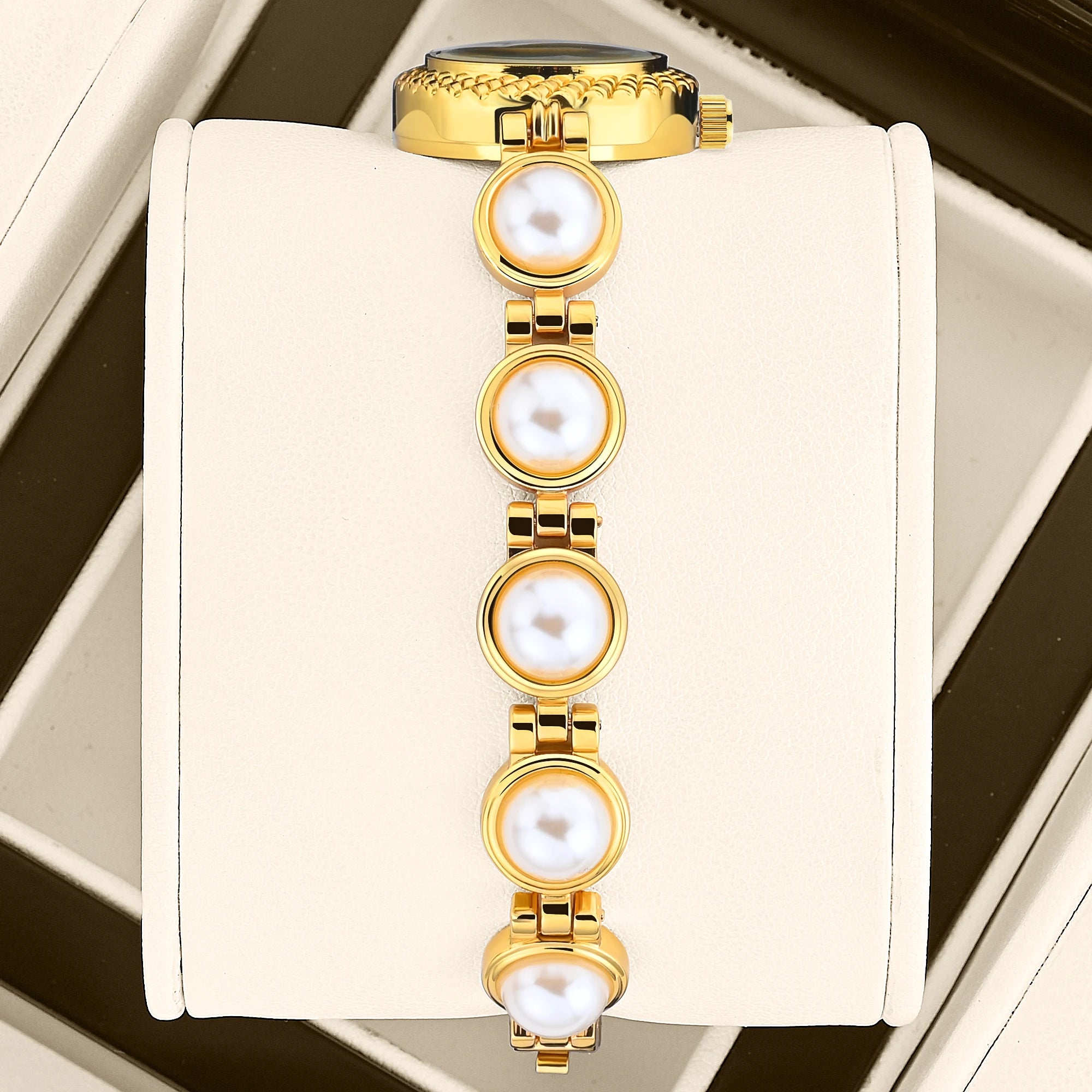 YaLaLuSi Vintage Gold  Green Women Watch  Inlaid Chain Bracelet Elegant Ladies Quartz  Wristwatch With Gift Box