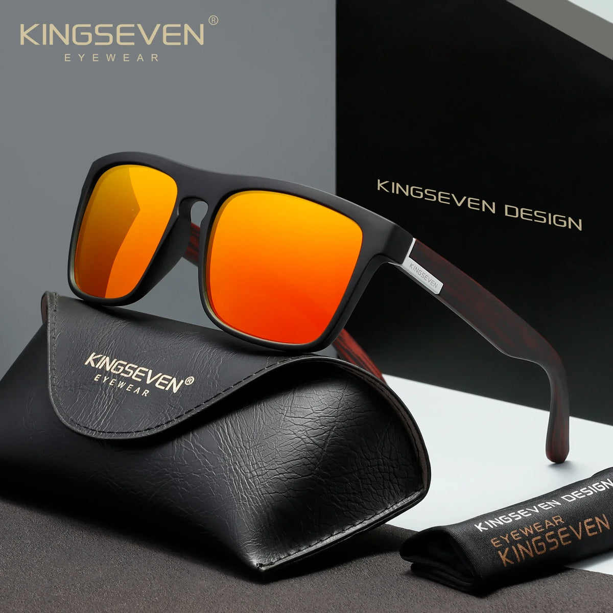 KINGSEVEN Sports Square Frames Sunglasses Women Men Driving Polarized UV400 Outdoor Protective Fashion Glasses Causal Eyewear