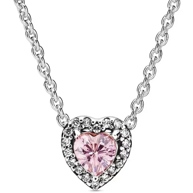 Heart-Shaped 925 Sterling Silver Love Snowflake Star Zircon Charm Necklace – Women's Lovers' Holiday, Wedding Gift Jewelry mbzr