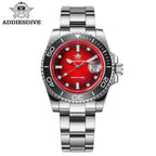 ADDIESDIVE 2026 New Men Quartz Watches BGW9 Super Blue Luminous 200M Waterproof Stainless Steel Fashion Sports Diving Wristwatch