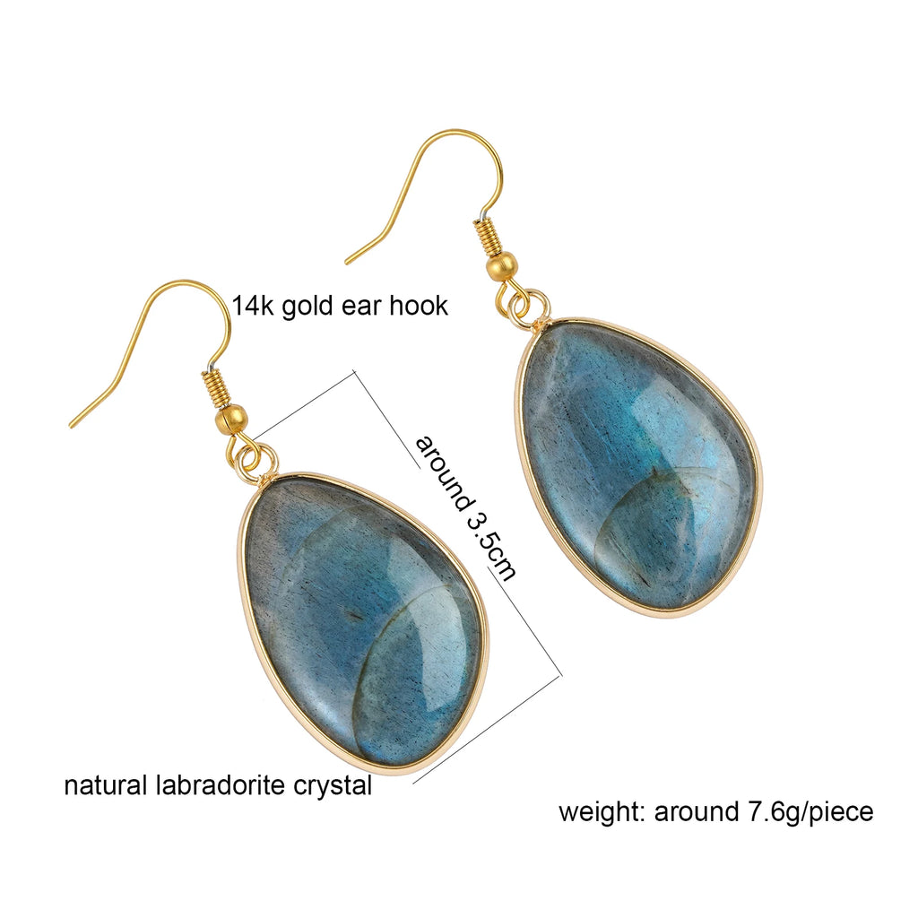 Labradorite Stone Earrings for Women Natural Stone Charm Dangle Earrings for Girls Jewelry for Birthday Party Gift DropShipping