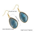 Labradorite Stone Earrings for Women Natural Stone Charm Dangle Earrings for Girls Jewelry for Birthday Party Gift DropShipping