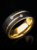 1pc Luxurious Men's 8mm Black Stainless Steel Ring Filled With Man-made Crystal Wedding/engagement/party Jewelry Gift