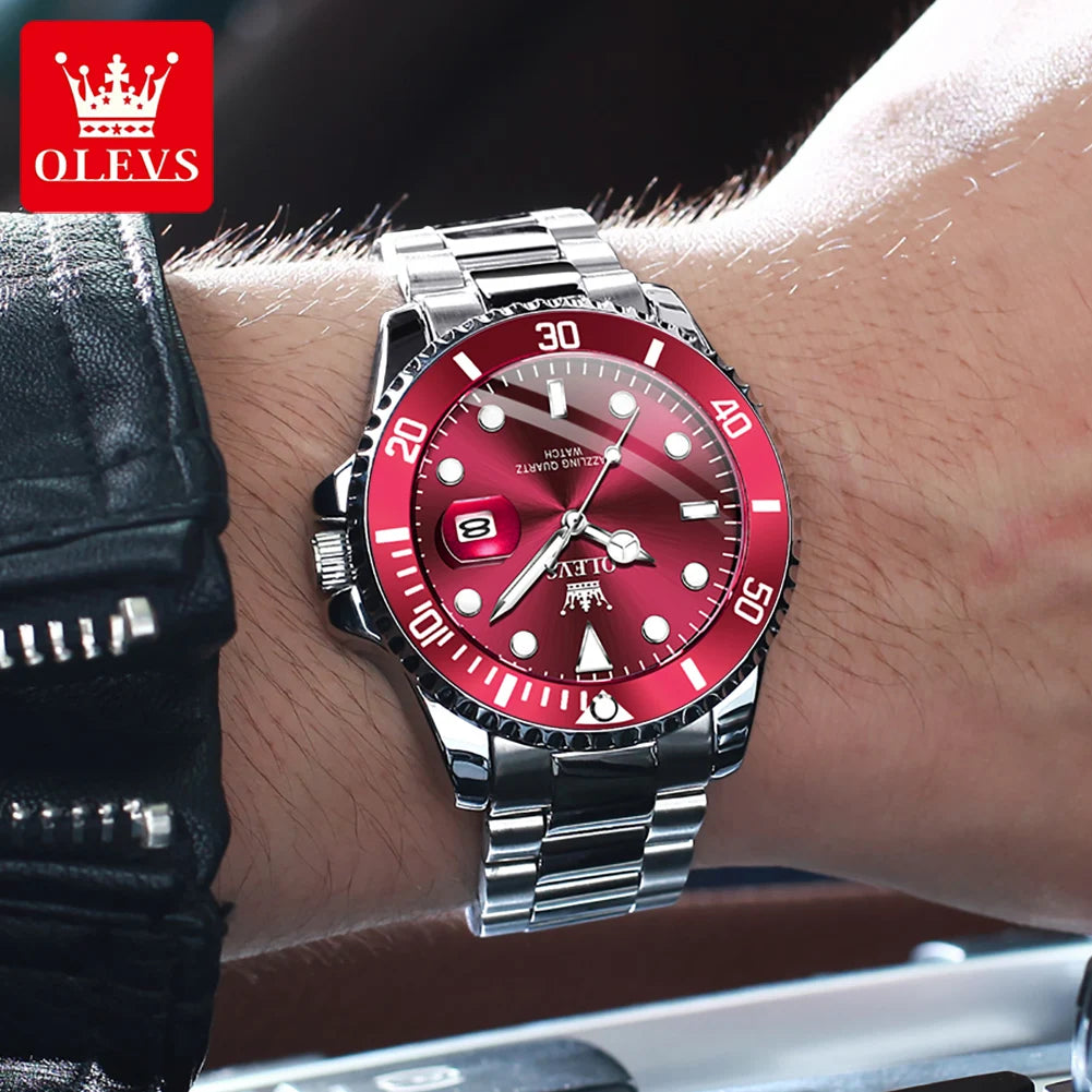 OLEVS 5885 Brand original authentic watches for man luxury Gift Box Steel band calendar quartz men's watch mbzr