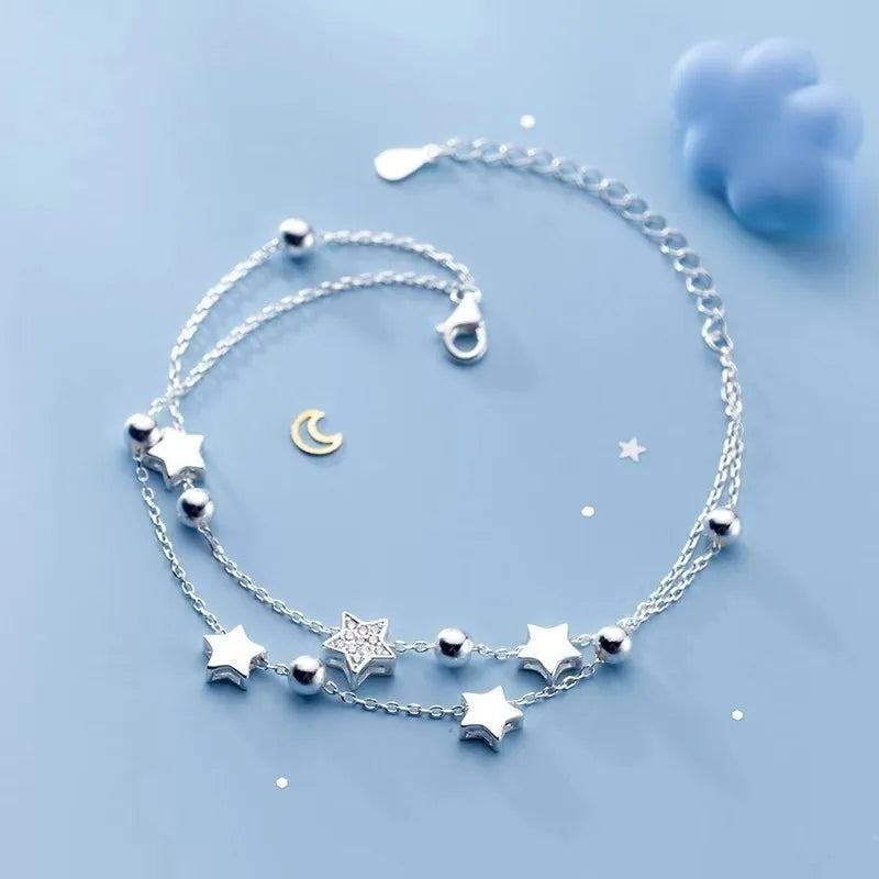 925 Sterling Silver Bracelet Rose Flower Linked Vintage Punk Adjustable Chain For Woman Girl Jewelry Gift Dropship Wholesale