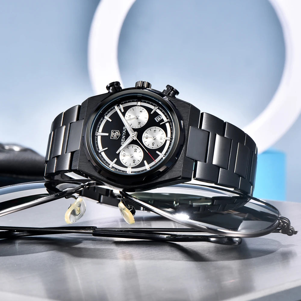 2026 New BENYAR Men's Watches Top Brand Luxury Speed Sports Chronograph Quartz Watch For Men Luminous Waterproof Stainless Steel Man Gift Clock