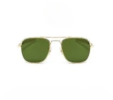 American Army Style Pilot Sunglasses Male, Retro Gold Frame Dark Green Tint Lens Lightweight Metal Eyewear, Luxury Designer Aviation Shades for Daily Commute Road Trip mbzr